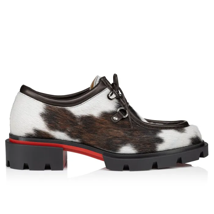 Men Our Pabelito Derbies 8211 Hairy Calf quotMeuhquot 8211 Brown And White Christian Louboutin Loafers and Moccasins