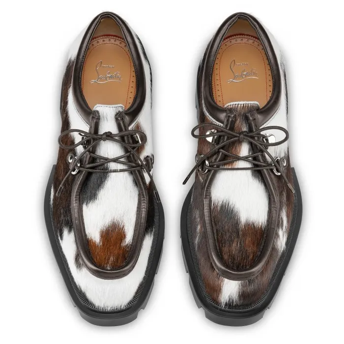 Men Our Pabelito Derbies 8211 Hairy Calf quotMeuhquot 8211 Brown And White Christian Louboutin Loafers and Moccasins