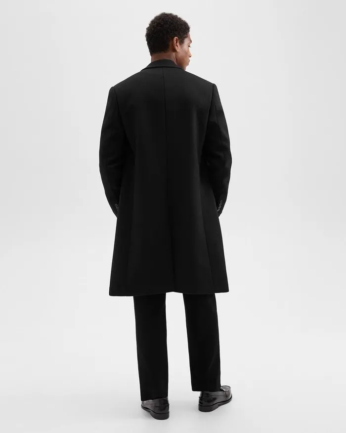 Men Outerwear Theory Topcoat In Recycled WoolBlend Melton Black