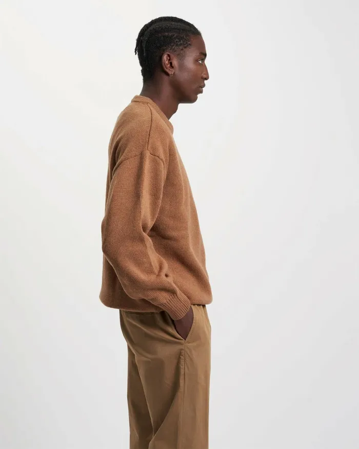 Men Oversized Merino Wool Crew Dusty Olive Colorful Standard Knit Sweaters