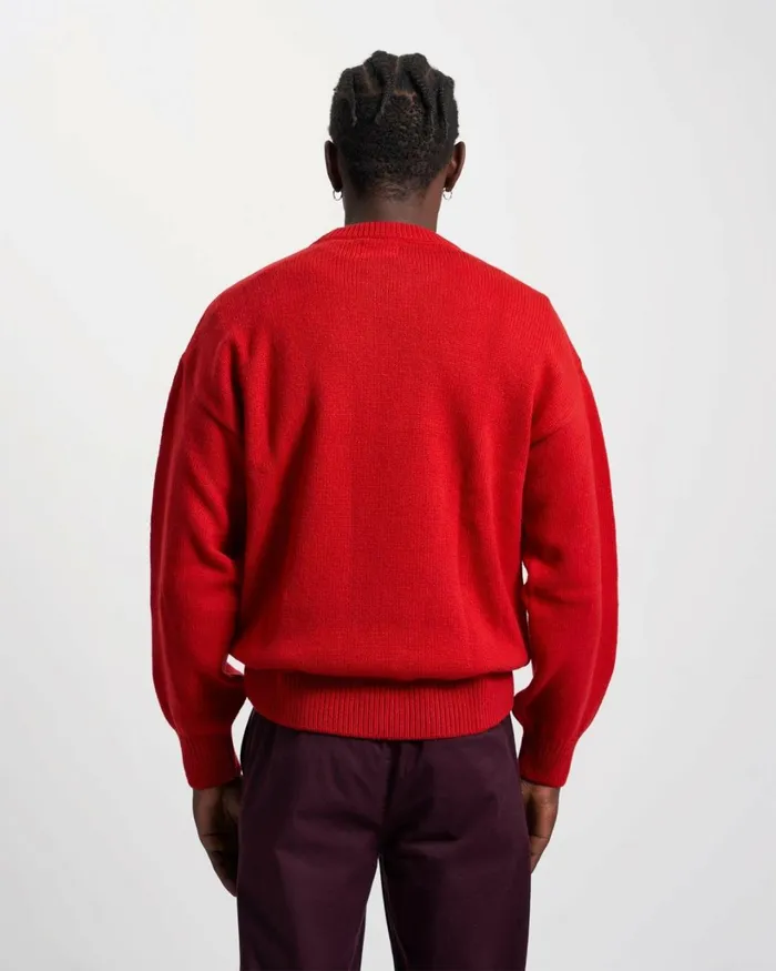 Men Oversized Merino Wool Crew Marine Blue Colorful Standard Knit Sweaters