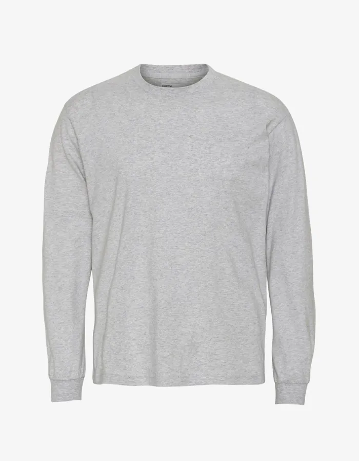 Men Oversized Organic LS TShirt Heather Grey Colorful Standard TShirts