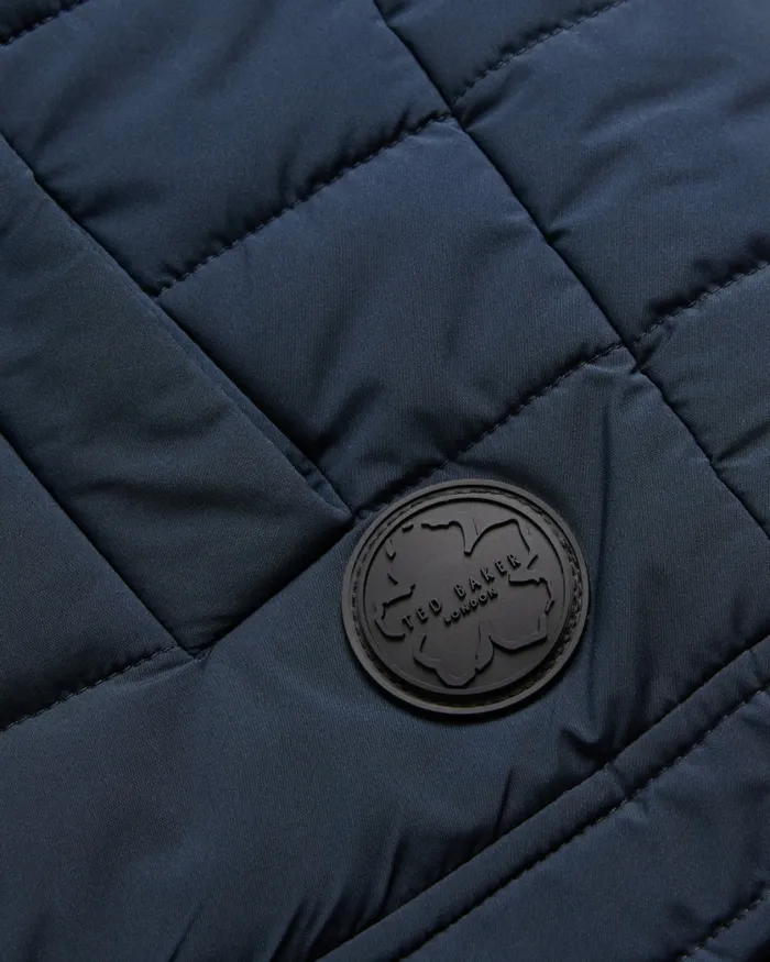 Men OVETA 8211 Showerproof Quilted Nylon Gilet Navy Ted Baker Coats and Jackets