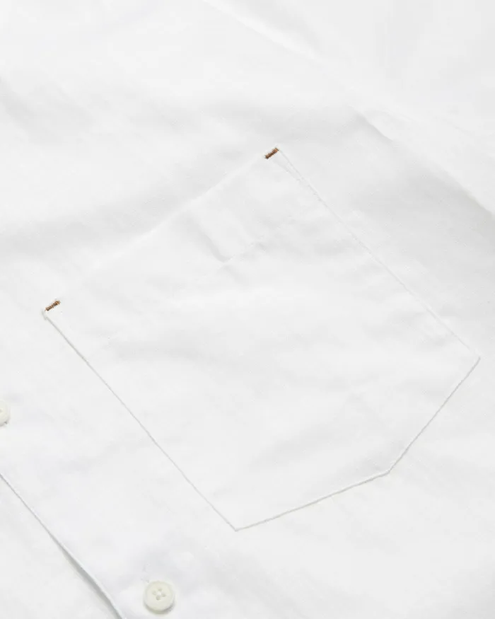 Men PALOMAS 8211 Short Sleeve Linen Cotton Shirt White Ted Baker Shirts