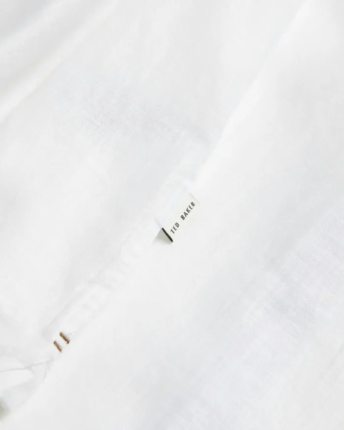 Men PALOMAS 8211 Short Sleeve Linen Cotton Shirt White Ted Baker Shirts