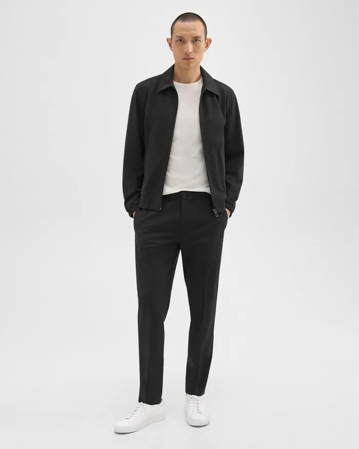 Men Pants Theory Larin Drawstring Pant In Stretch Wool Deep Black