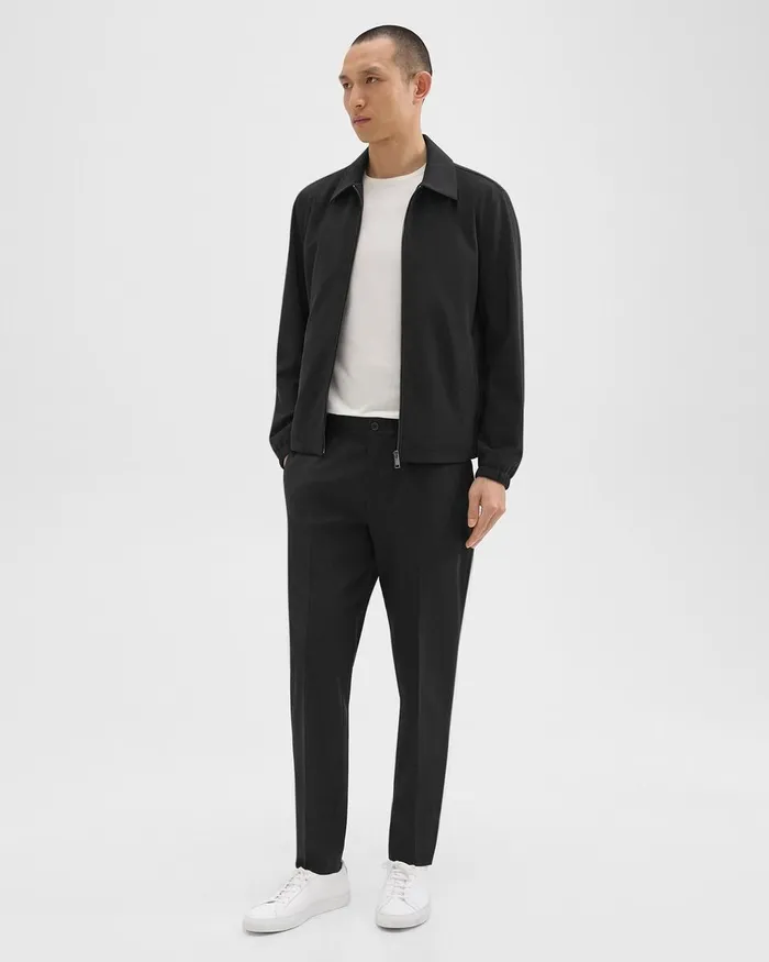 Men Pants Theory Larin Drawstring Pant In Stretch Wool Deep Black