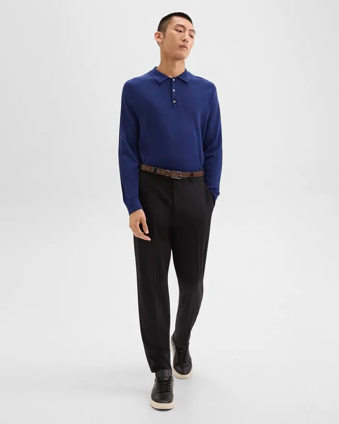 Men Pants Theory Relaxed Pant In Wool Gabardine Black