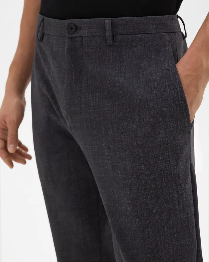 Men Pants Theory Zaine Pant In Printed Precision Ponte Grey Melange