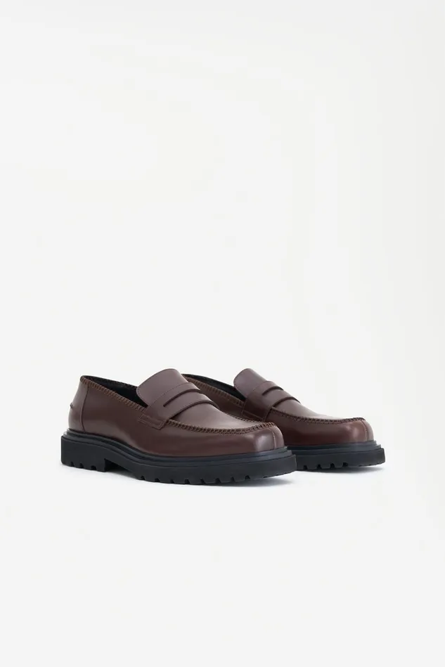 Men Penny Leather Loafers Mocha Filippa K Shoes