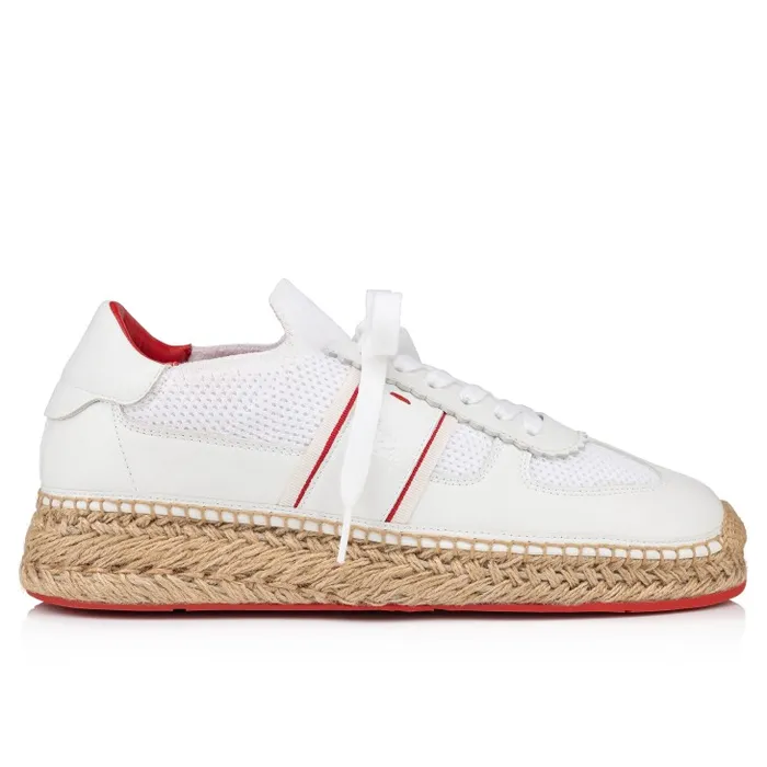 Men Provencal Sneakers 8211 Calf Leather And Mesh 8211 White Christian Louboutin Sandals and Espadrilles