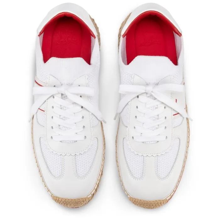 Men Provencal Sneakers 8211 Calf Leather And Mesh 8211 White Christian Louboutin Sandals and Espadrilles