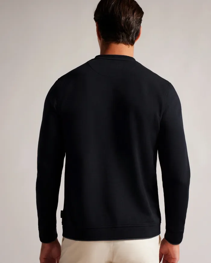 Men RAKET 8211 Textured Front Jumper Navy Ted Baker Tops Men RAKET 8211 Textured Front Jumper Navy Ted Baker Tops