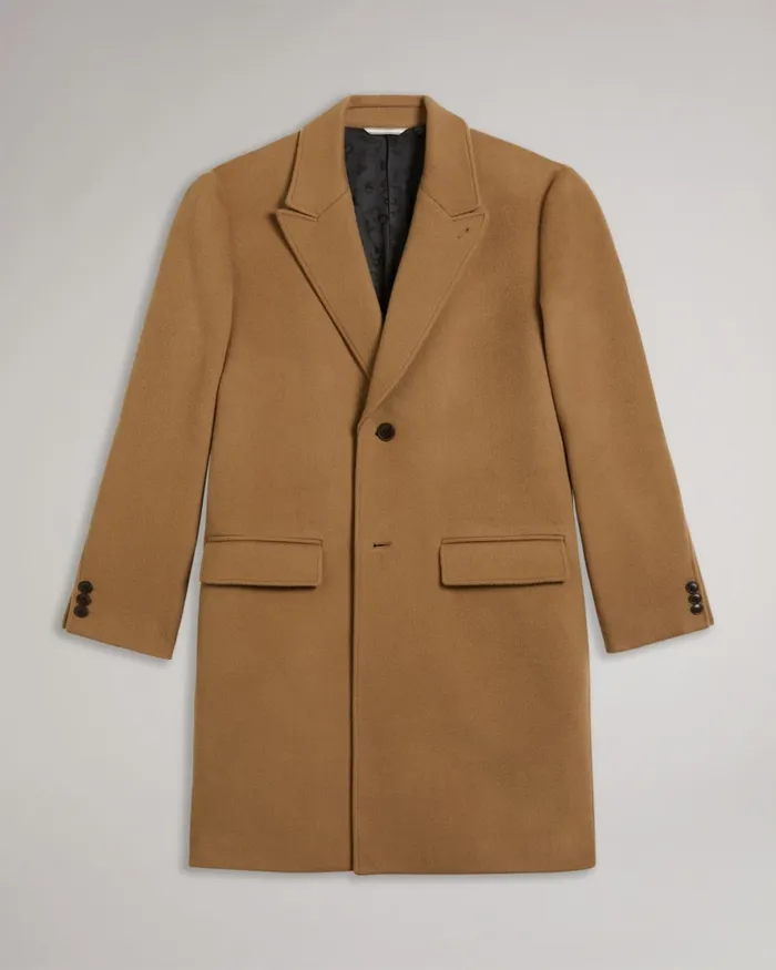 Men RAYDON 8211 Pure Wool Single Breasted Overcoat Camel Ted Baker Coats and Jackets