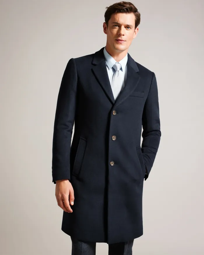 Men RUEBY 8211 Fitted Wool Blend City Coat Navy Ted Baker Coats and Jackets Men RUEBY 8211 Fitted Wool Blend City Coat Navy Ted Baker Coats and Jackets