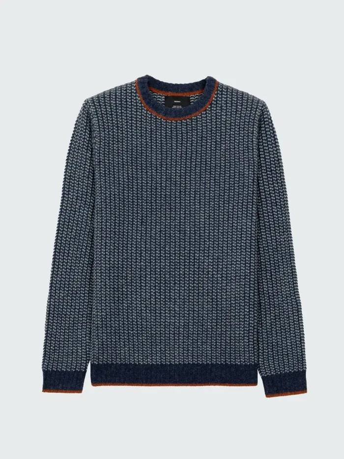 Men Selfost Nordic Patterned Crew Jumper Navyskydark Rosewood Finisterre Knitwear Men Selfost Nordic Patterned Crew Jumper Navyskydark Rosewood Finisterre Knitwear