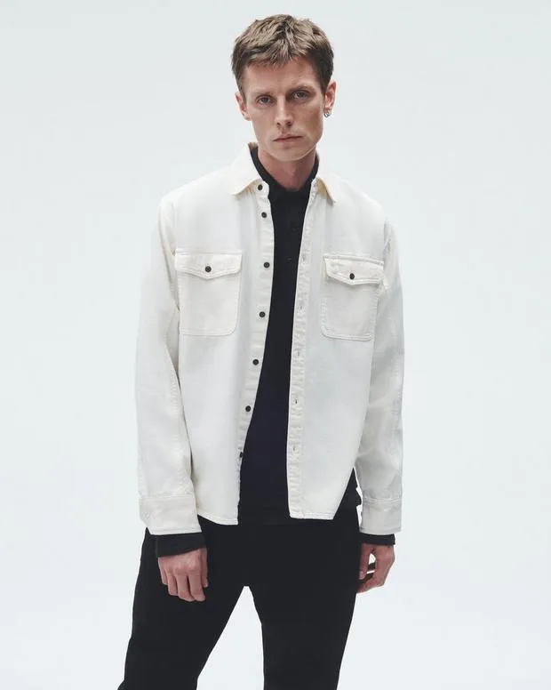 Men Shirts Rag and Bone Featherweight Denim Shirt Ecru