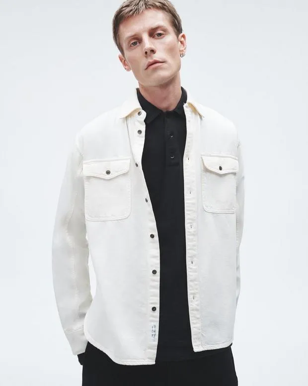 Men Shirts Rag and Bone Featherweight Denim Shirt Ecru