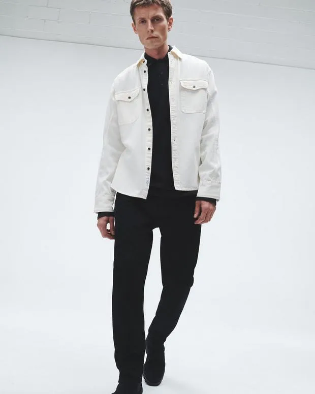 Men Shirts Rag and Bone Featherweight Denim Shirt Ecru