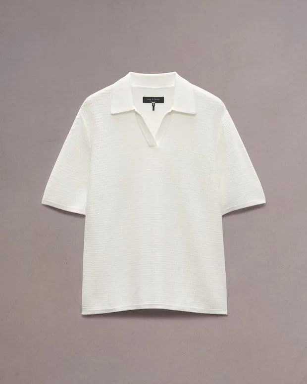 Men Shirts Rag and Bone Hayes Johnny Collar Polo Ivory
