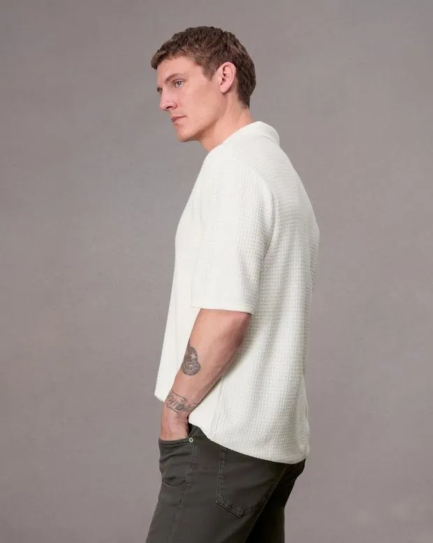 Men Shirts Rag and Bone Hayes Johnny Collar Polo Ivory