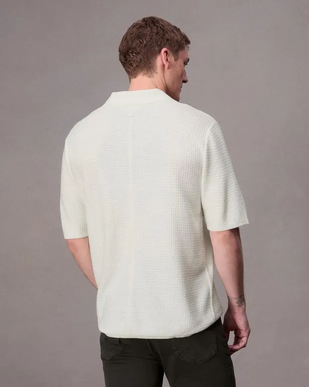 Men Shirts Rag and Bone Hayes Johnny Collar Polo Ivory