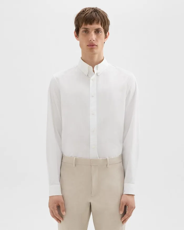 Men Shirts Theory Hugh Shirt In Cotton White