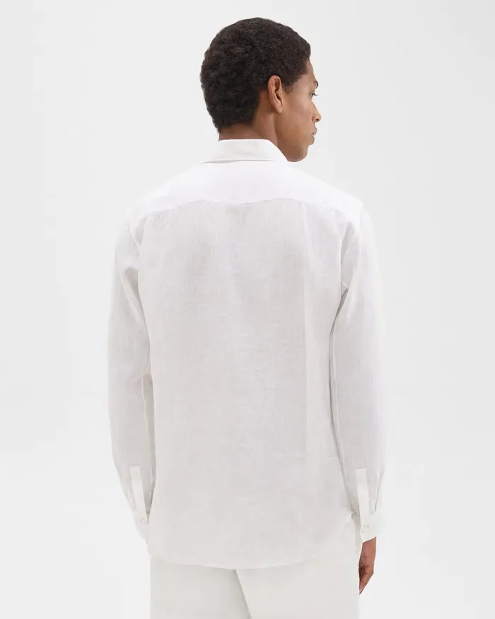 Men Shirts Theory Irving Shirt In Relaxed Linen White