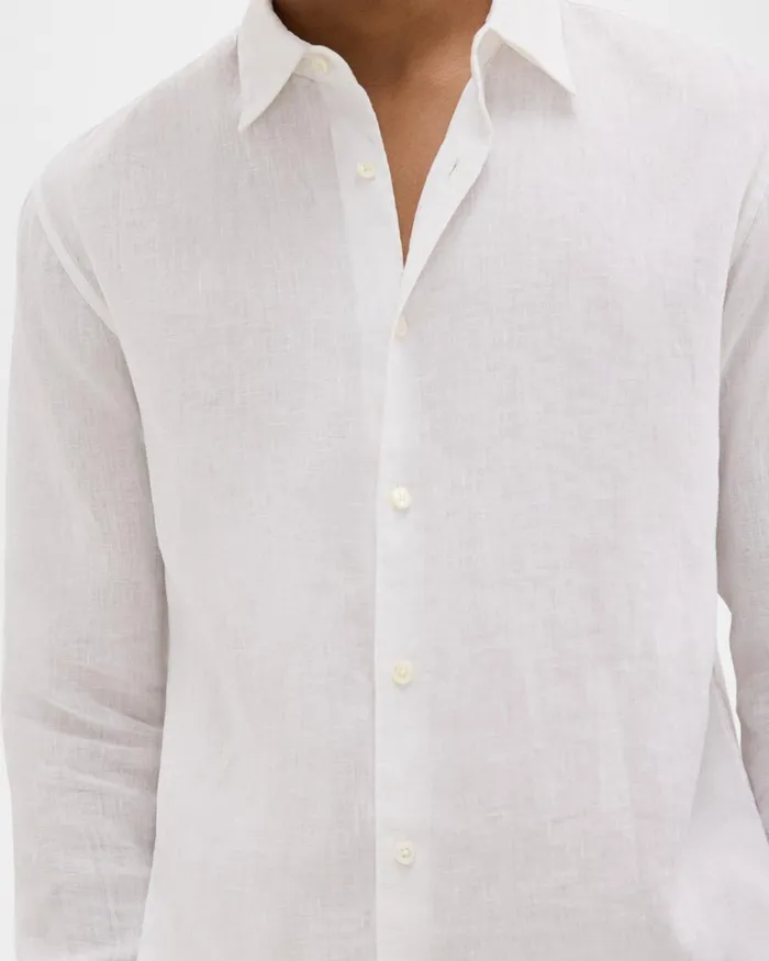 Men Shirts Theory Irving Shirt In Relaxed Linen White