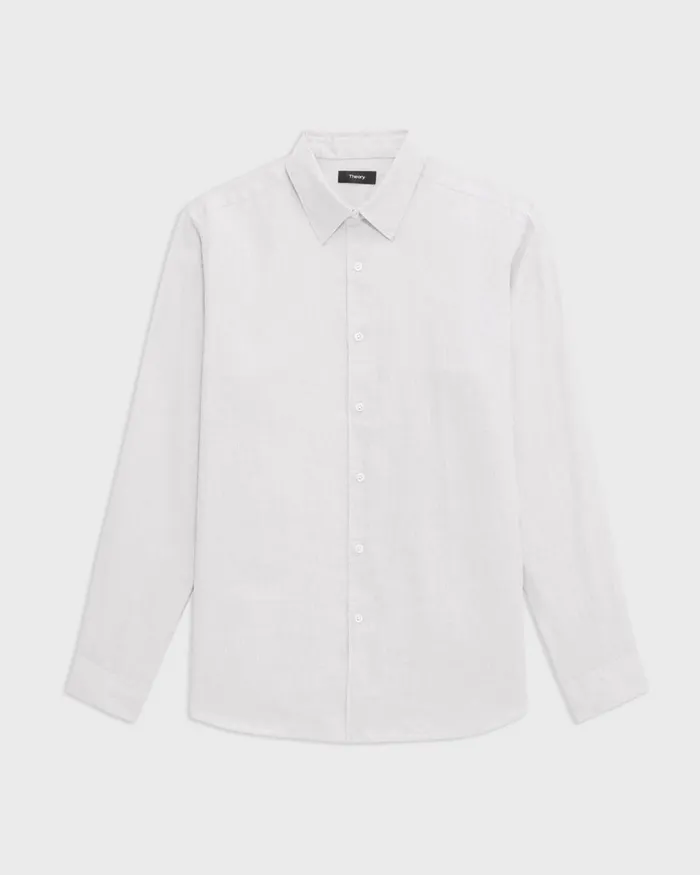 Men Shirts Theory Irving Shirt In Relaxed Linen White