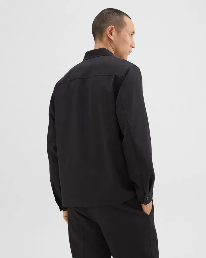 Men Shirts Theory Overshirt In WoolBlend Twill Black