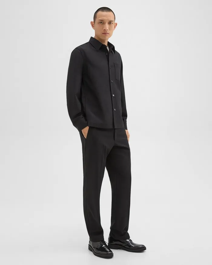 Men Shirts Theory Overshirt In WoolBlend Twill Black