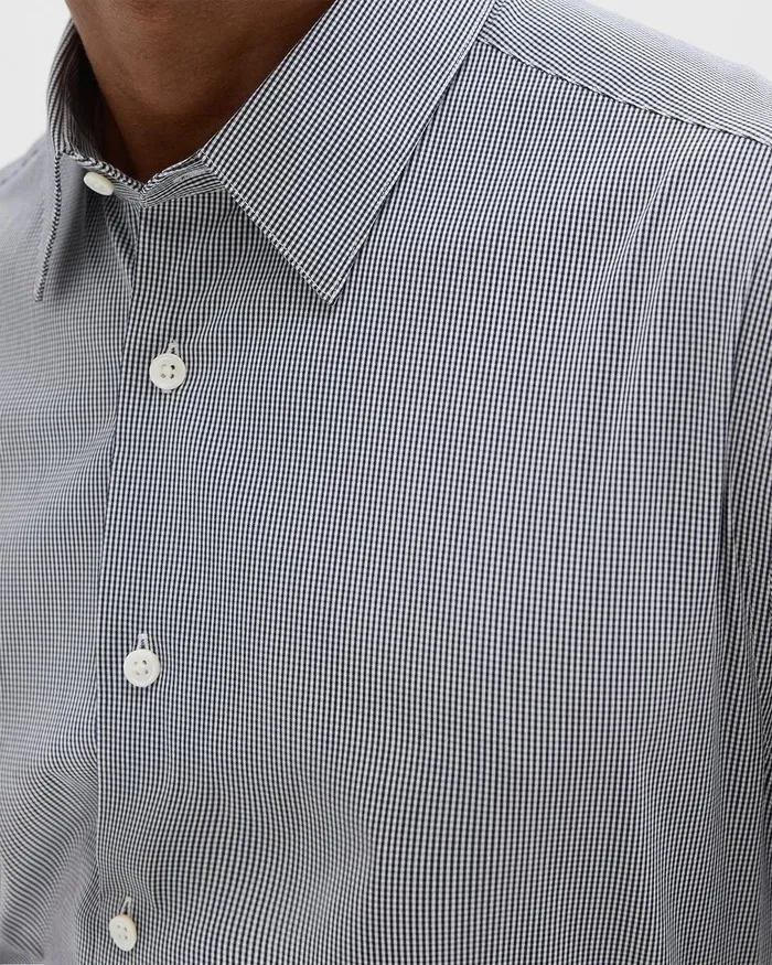 Men Shirts Theory StandardFit Shirt In Checked Stretch Cotton Whitenavy
