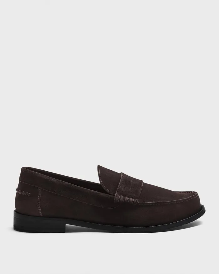 Men Shoes Theory City Loafer In Suede Hickory