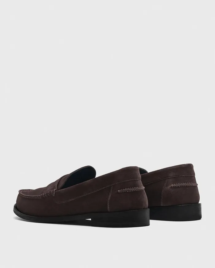 Men Shoes Theory City Loafer In Suede Hickory