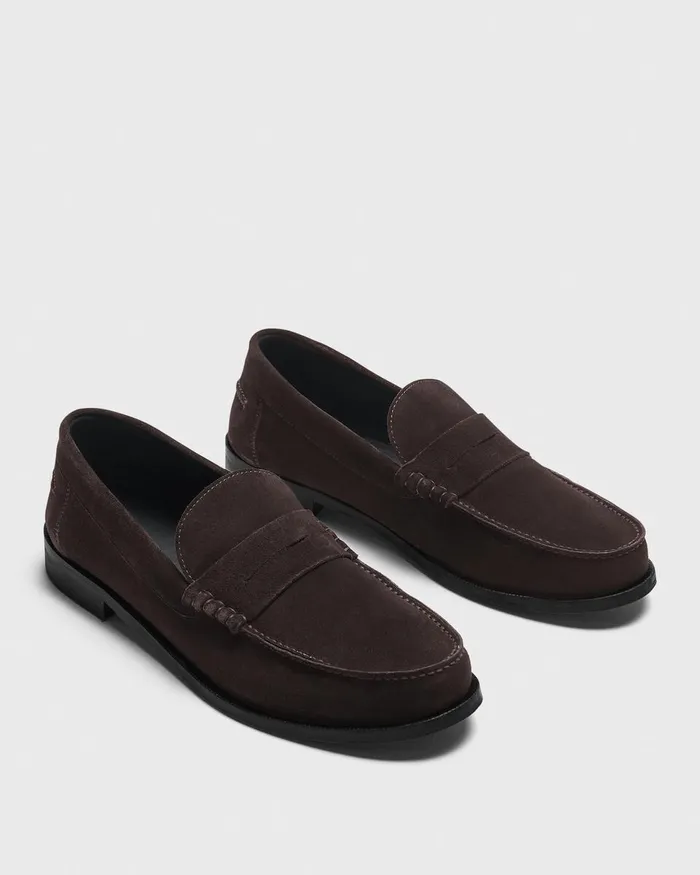 Men Shoes Theory City Loafer In Suede Hickory