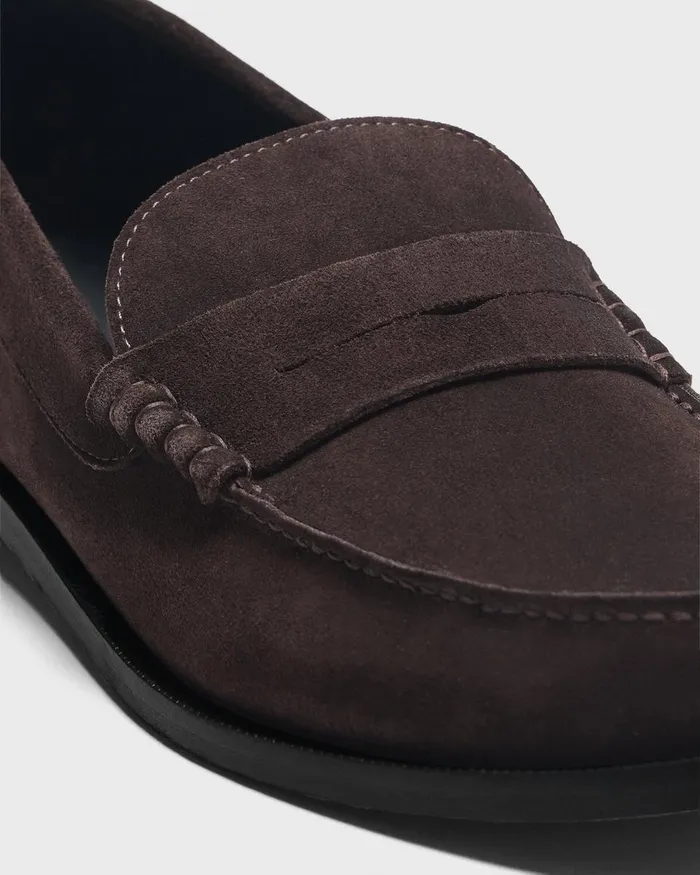 Men Shoes Theory City Loafer In Suede Hickory