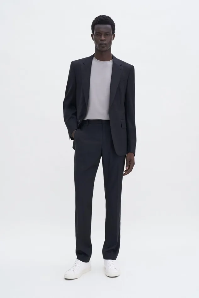 Men Slim Tapered Wool Trousers Black Filippa K Tailoring