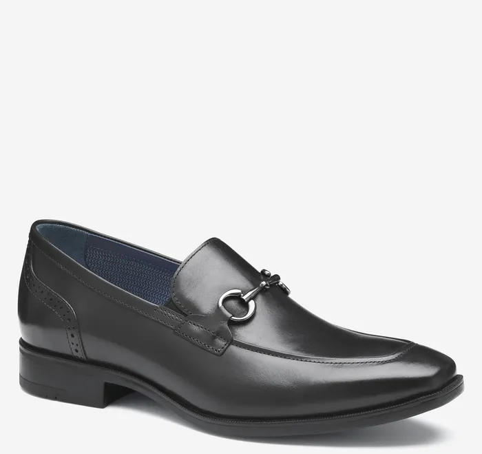 Men SlipOns and Loafers Johnston and Murphy Gibbons Bit Loafer Black Full Grain