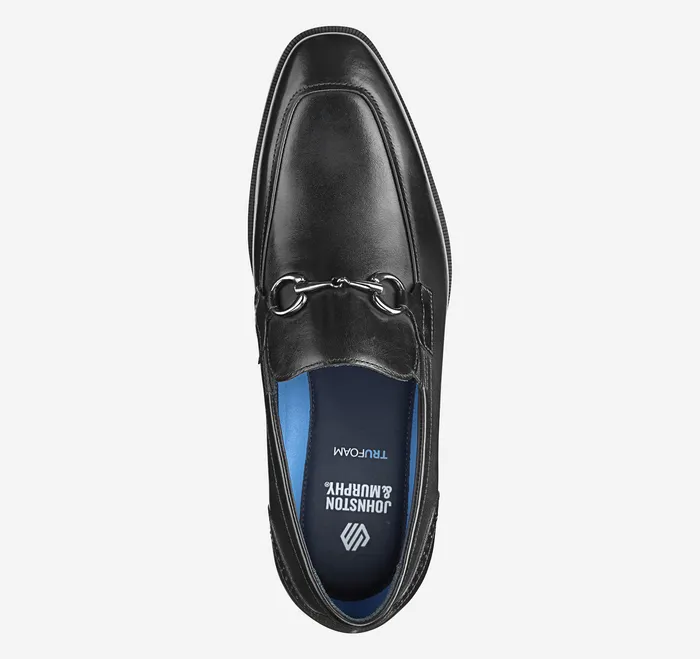 Men SlipOns and Loafers Johnston and Murphy Gibbons Bit Loafer Black Full Grain