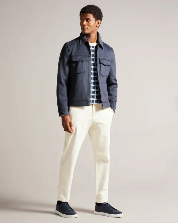 Men SOMERSS 8211 Wool Blend Trucker Jacket Medium Blue Ted Baker Coats and Jackets Men SOMERSS 8211 Wool Blend Trucker Jacket Medium Blue Ted Baker Coats and Jackets