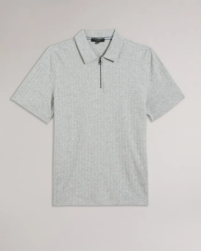 Men SPEYSID 8211 Short Sleeve Textured Zip Polo Shirt Greymarl Ted Baker Tops Men SPEYSID 8211 Short Sleeve Textured Zip Polo Shirt Greymarl Ted Baker Tops