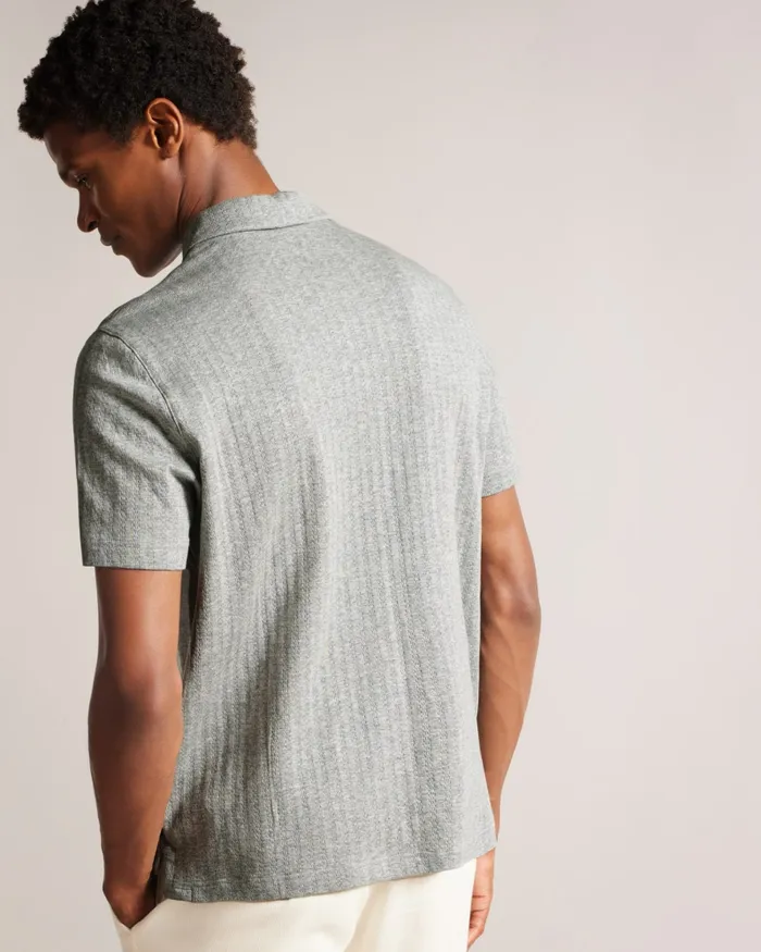 Men SPEYSID 8211 Short Sleeve Textured Zip Polo Shirt Greymarl Ted Baker Tops Men SPEYSID 8211 Short Sleeve Textured Zip Polo Shirt Greymarl Ted Baker Tops