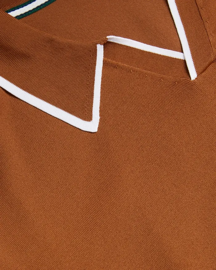 Men STORTFO 8211 Short Sleeve Rayon Polo Shirt Brown Ted Baker Jumpers and Knitwear Men STORTFO 8211 Short Sleeve Rayon Polo Shirt Brown Ted Baker Jumpers and Knitwear