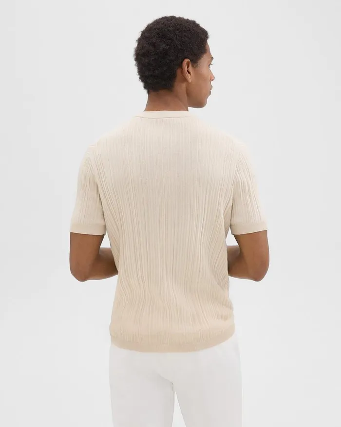 Men Sweaters Cardigans Theory Damian Tee In Cotton Sand