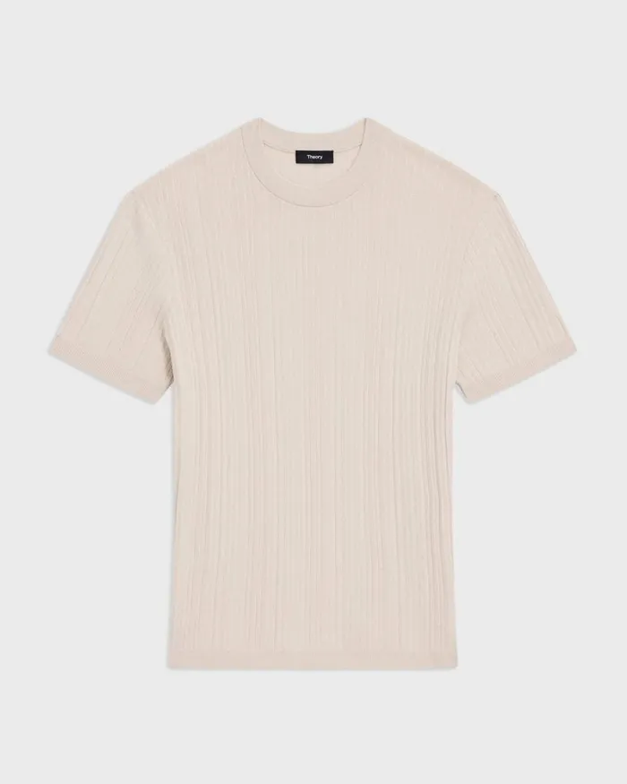 Men Sweaters Cardigans Theory Damian Tee In Cotton Sand