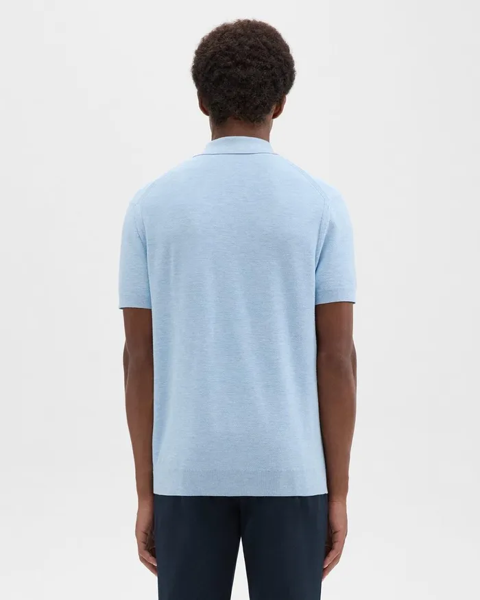 Men Sweaters Cardigans Theory Goris Polo Shirt In Piqueacute Light Bilen Skylight Melange