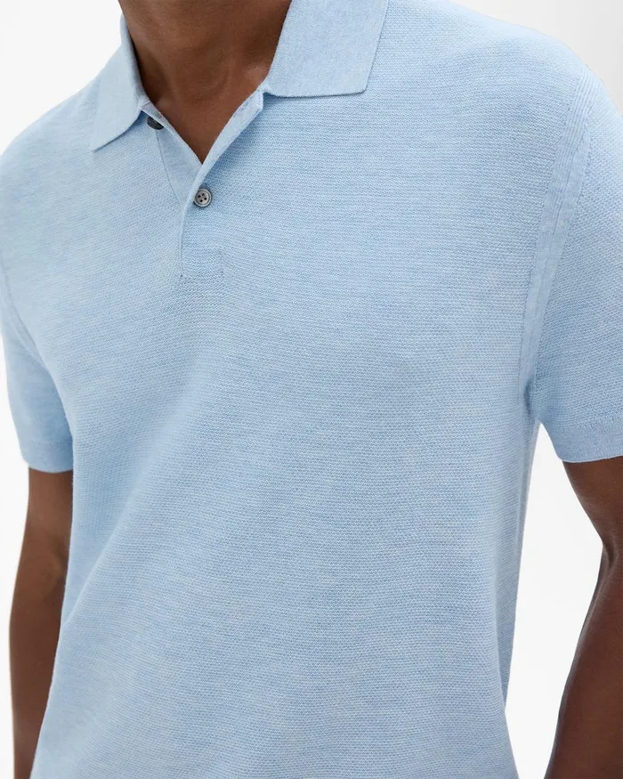 Men Sweaters Cardigans Theory Goris Polo Shirt In Piqueacute Light Bilen Skylight Melange