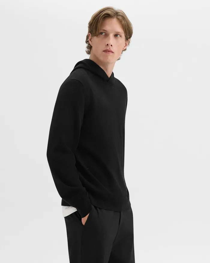 Men Sweaters Cardigans Theory Hilles Hoodie In Cashmere Black
