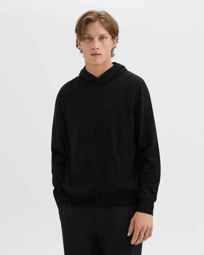 Men Sweaters Cardigans Theory Hilles Hoodie In Cashmere Black